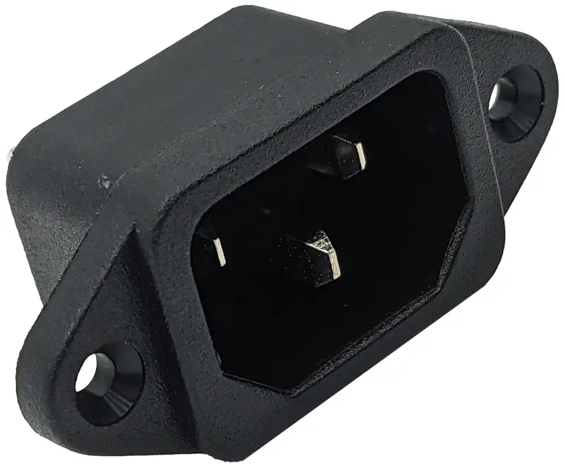 IEC C14 Power Inlet – 10A/250VAC Snap-In Flange Mount with Quick-Connect Terminals