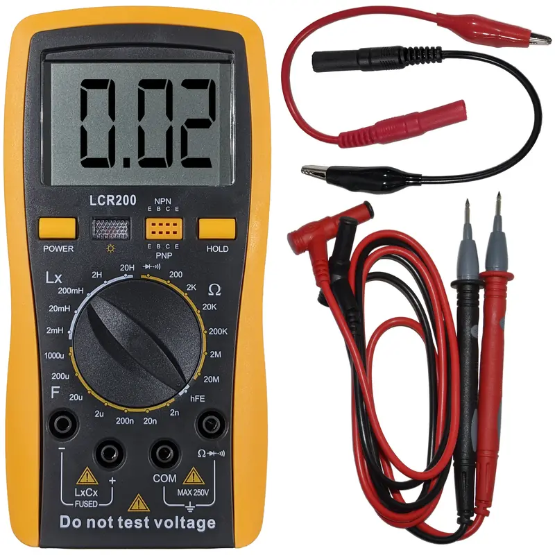 LCR200 3.5-Digit Multifunction LCR Meter — Measures Capacitance, Resistance & Inductance