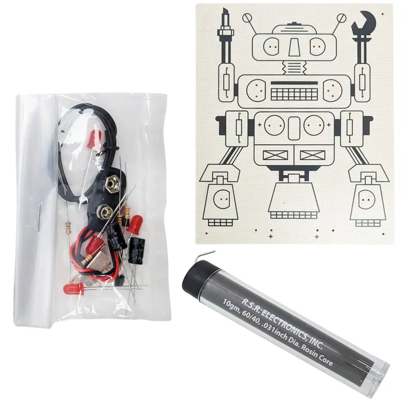 LED Robot Oscillator Kit — Beginner-Friendly Soldering Project with Included Lead-Free Solder