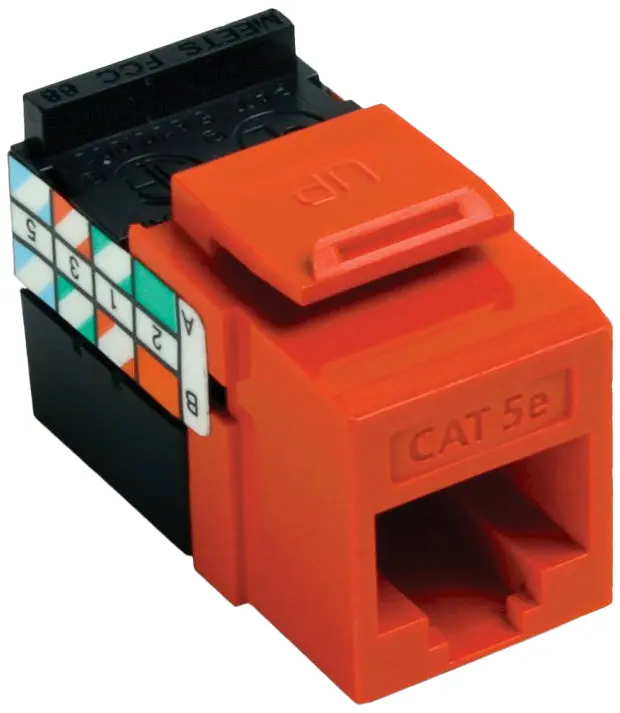 Leviton GigaMax 5E QuickPort Connector – Orange Cat 5e Modular Jack (5G108-RO5)