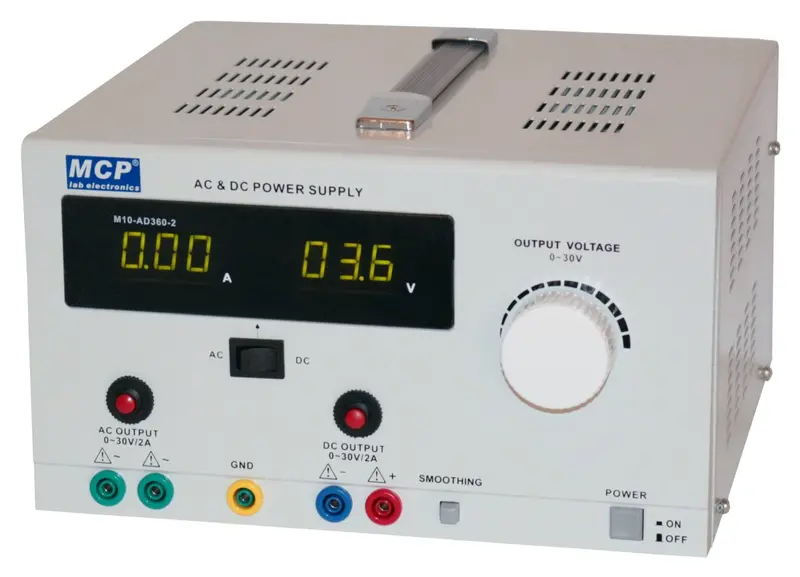 M10-AD360 Adjustable AC/DC Power Supply – 0–36V, 0–2A with Smooth DC Output Regulation