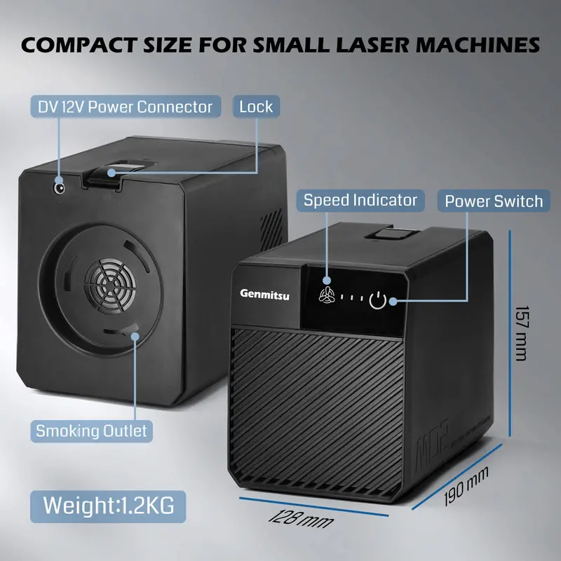 MD2 Portable Smoke Purifier – 5-Stage Filtration for Laser Engraving, Soldering & Welding Kiosks, 3-Speed Adjustable