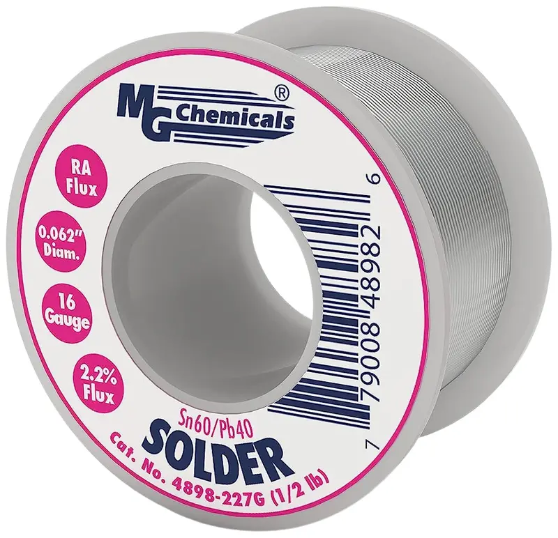 MG Chemicals 4898 60/40 Rosin-Core Leaded Solder – 0.062″ (16 AWG), ½ lb Spool