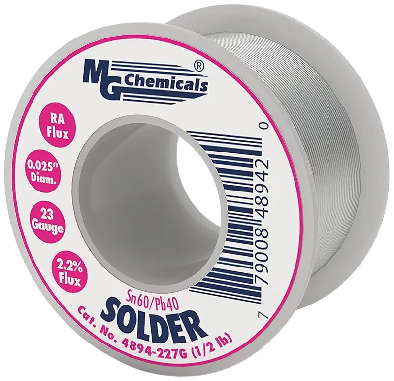 MG Chemicals 60/40 Rosin-Core Leaded Solder – 0.025″ Diameter, 0.5 lb Spool (4894-227G)
