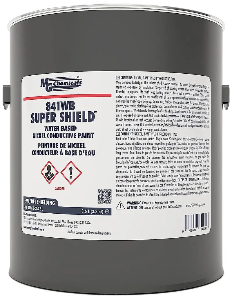 MG Chemicals 841WB Conductive Shielding Paint – Water-Based Nickel Formula, 3.6L EMF/RFI Blocking Coating