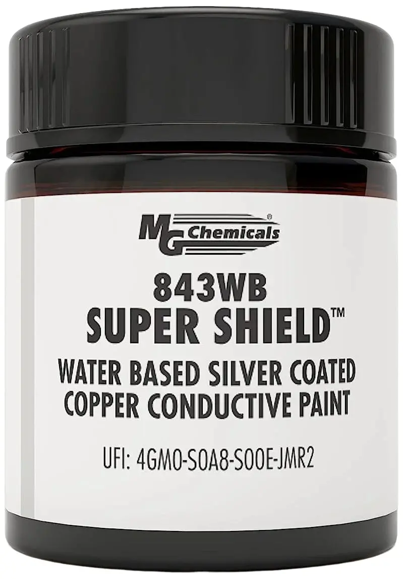 MG Chemicals 843WB Water-Based Silver-Coated Copper Conductive Paint – Light Metallic Brown, 12 mL Glass Jar