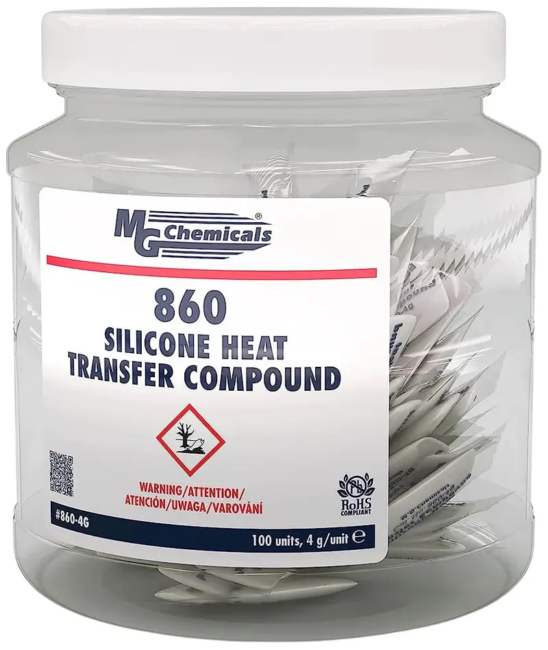 MG Chemicals 860 Silicone Heat Transfer Compound – Thermally Conductive Paste, 4 g Packets (100 per Tub)