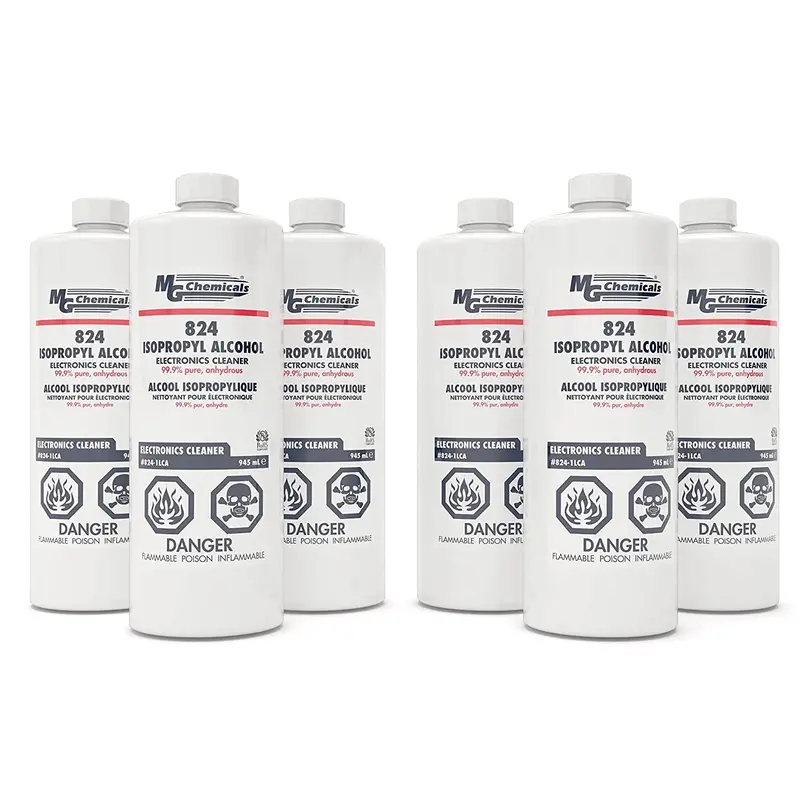 MG Chemicals 99.9% Isopropyl Alcohol Cleaner – Six 945 mL Bottles, Bulk Electronics Cleaning Supply (824-1LX6)