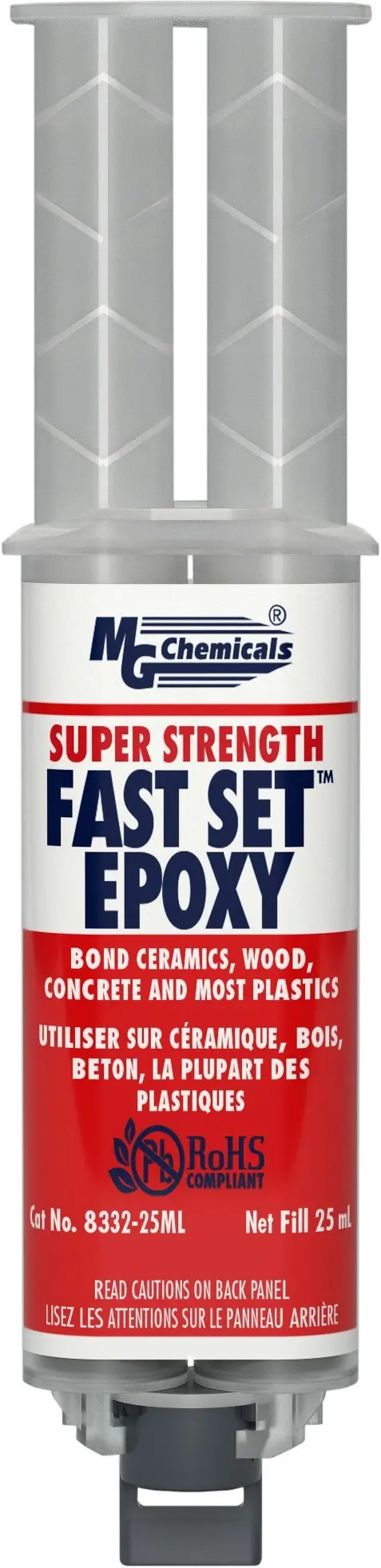MG Chemicals Fast-Set Epoxy – 5000 PSI Bond Strength, Non-Conductive, Dual-Dispenser (25 mL, 8332-25ML)