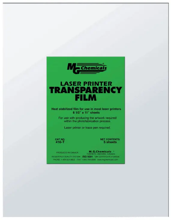 MG Chemicals PET Transparency Film Sheet – 11″ × 8.5″ Clear Projection & Stencil Material