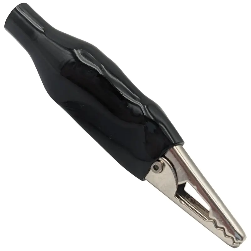 Miniature Black-Insulated Alligator Clip — 1″ Length, #30 Equivalent