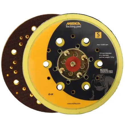 Mirka 6-Inch Soft-Grip PSA Backup Pad with Integrated Pad Saver – 48-Hole Design (916SGV48)