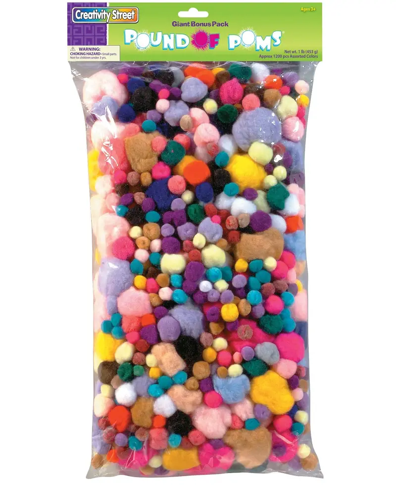 Mixed-Size Pom Poms – 1 lb Assortment in Multiple Colors