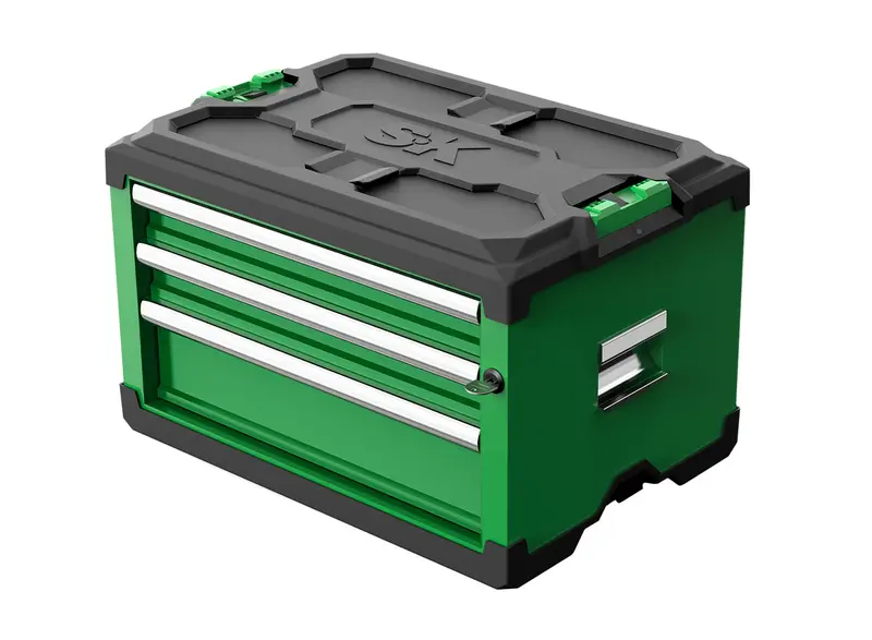 Modular 3-Drawer Steel Tool Box: Two Shallow + One Deep Compartment
