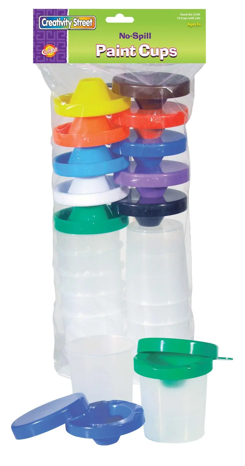 No-Spill Paint Cup Set – 10 Reusable Cups with Secure Lids