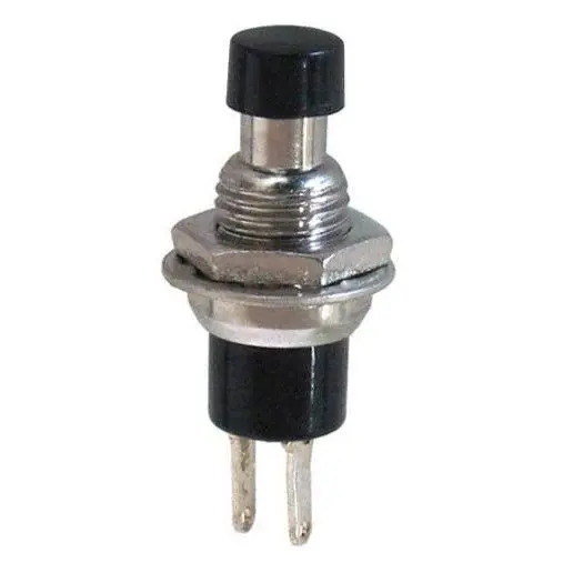 Normally Closed (NC) Momentary Pushbutton – Round Black Panel-Mount Design
