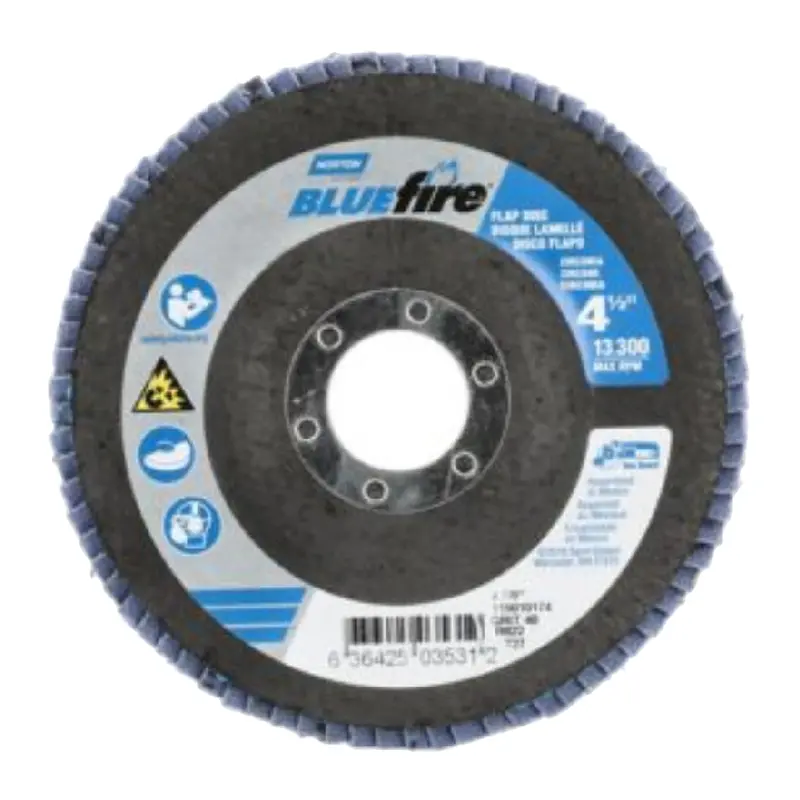 Norton BlueFire R822 Flap Disc – 4.5-Inch Fiberglass Hub, Flat T27 Mount (Zirconia Alumina)