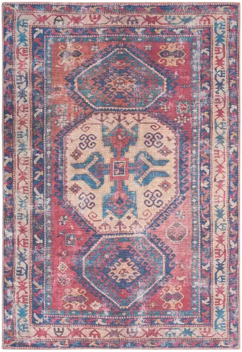 Nourison Nicole Curtis Indoor Runner Rug – Red & Navy Blend, 2′ x 6′