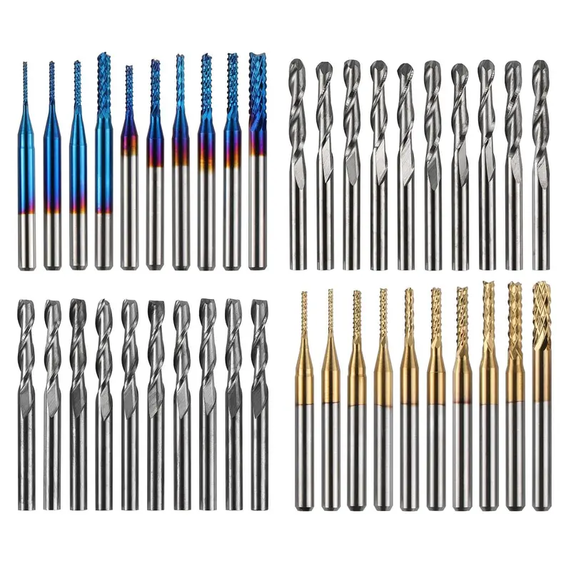 Open-Box 40-Piece CNC End Mill Set (MC40A): 1/8″ Shank Carbide Bits for Milling & Carving