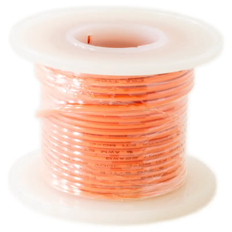 Orange 22 AWG Stranded Hook-Up Wire – 25-Foot Flexible Tinned Copper PVC Spool (Shade May Vary)