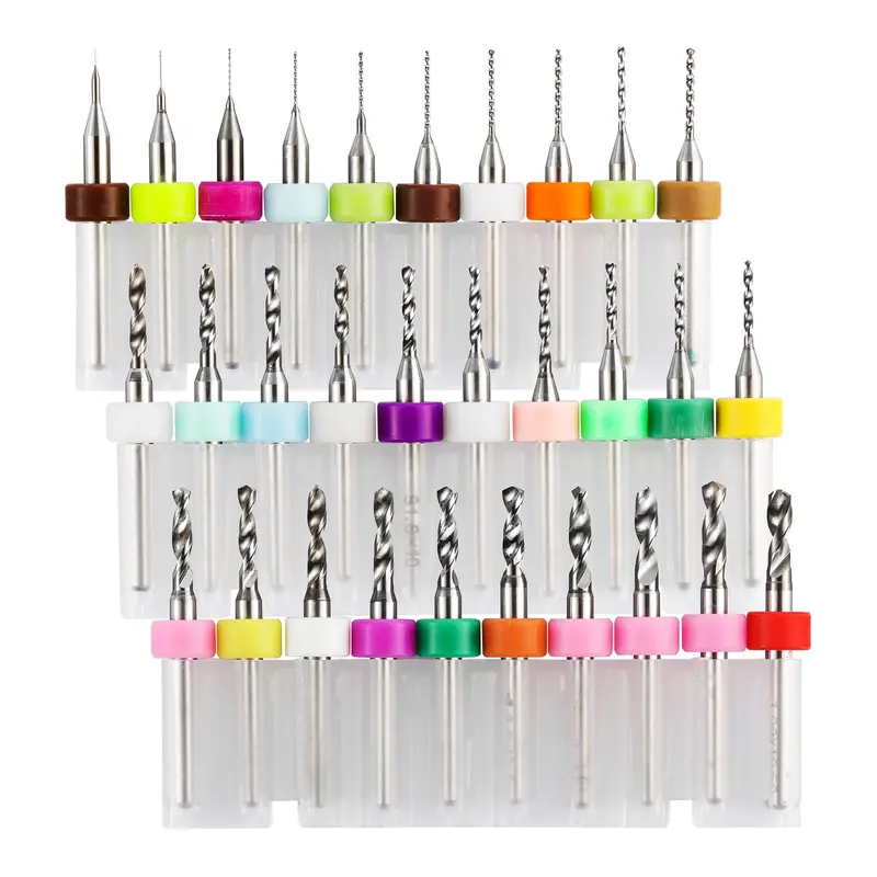 PD30A Precision PCB Drill Bit Set – 1/8″ Shank, 0.1–3.0mm Sizes, High-Speed Steel (30-Piece)