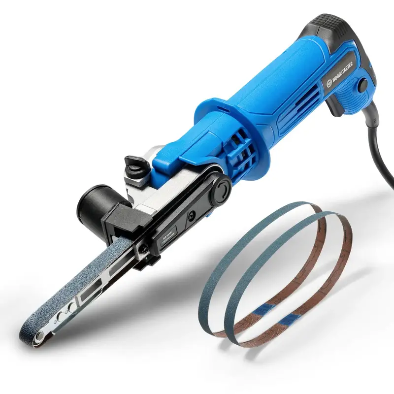 Portable Detail Belt Sander – 1/2″ x 18″ Belt, 6-Speed Motor (1000–1800 ft/min), 0–60° Adjustable Angle, Tool-Free Belt Change, Includes #80/#120/#180 Belts