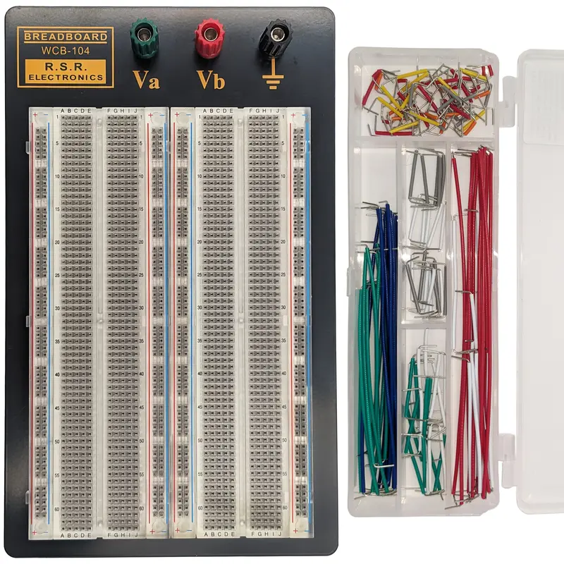 Premium Solderless Breadboard – 1,660 Tie Points, Clear Body, Includes 140 Jumper Wires & 3 Binding Posts
