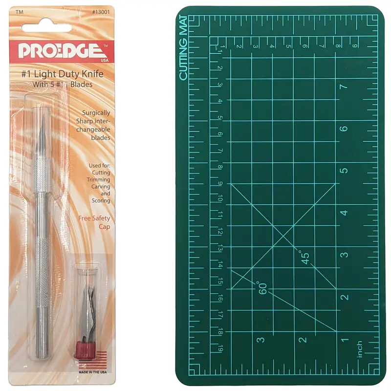 ProEdge Precision Cutting Kit: Knife, 5 Blades & 5.5″ × 9″ Mat (36611)
