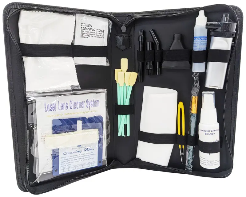 Professional Computer Cleaning Kit – Includes Mini Vacuum, Anti-Static Brush, Cloths & Solutions