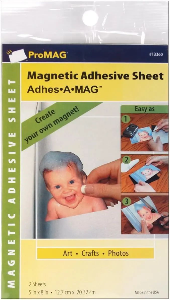 ProMAG 5″ × 8″ Magnetic Adhesive Sheet Pack – Two Flexible Sheets for Custom Magnet Creation & Craft Projects