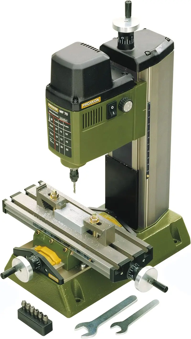 Proxxon MF 70 MICRO Mill – Variable-Speed (5k–20k RPM), 100W Motor, Precision Benchtop Milling Machine