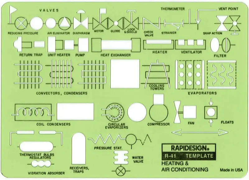 Rapidesign HVAC Template Set – R41 Heating & Air Conditioning Drafting Tool
