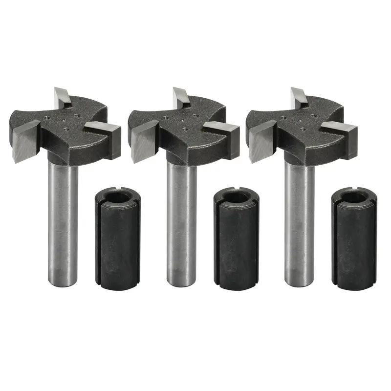 RB03A Surfacing Router Bit – 3-Flute, 24mm Diameter, 1/4″ Shank, 3-Pack for Spoilboard Flattening