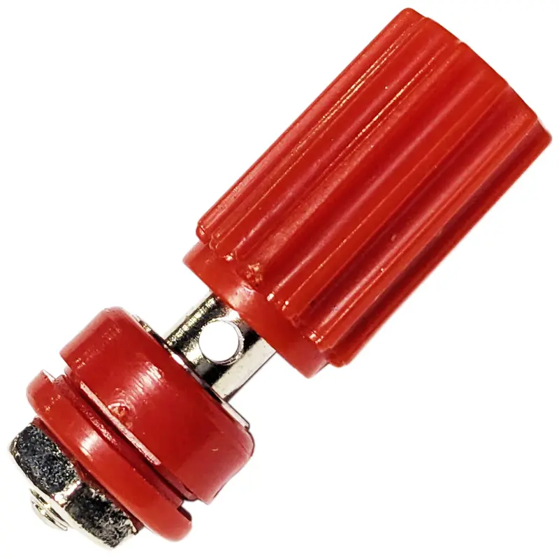 Red Chassis-Mount Binding Post — 1″ Length, 0.43″ Diameter, for Breadboard Use