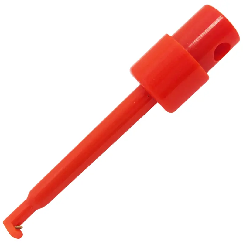 Red Mini Spring-Loaded Hook Probe – Precision Test Lead Attachment for Circuit Testing
