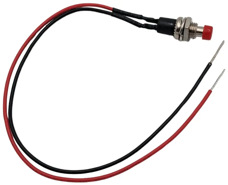 Red Momentary Push Switch with 8-Inch Bare Lead Wires
