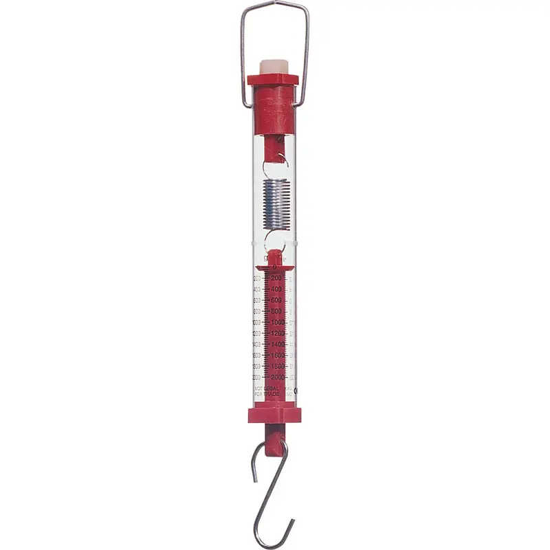 Red Tubular Spring Scale – 2000g / 20N Capacity, Precision Mechanical Weighing