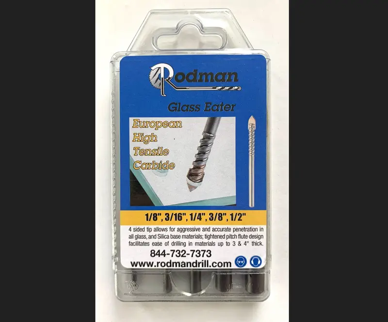 Rodman Glass-Eater Diamond-Coated Drill Bit for Tempered & Annealed Glass