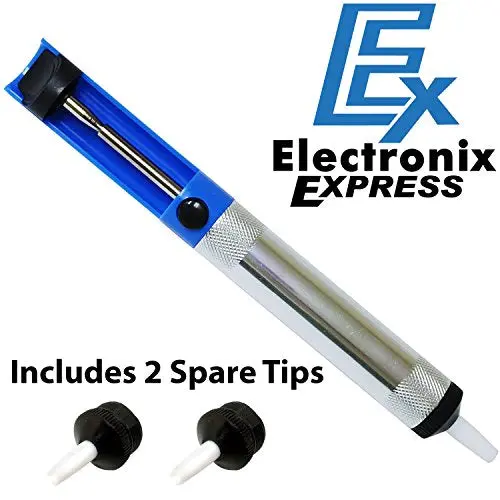 RoHS-Compliant Desoldering Pump (Solder Sucker) – Includes Two Replacement Tips for Reliable Through-Hole Rework