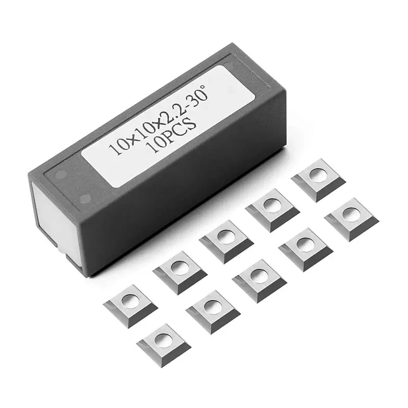 Router Bit Replacement Cutter Set – 10pcs Square Tungsten Carbide Inserts (10x10x2.2mm, 30° Angle)