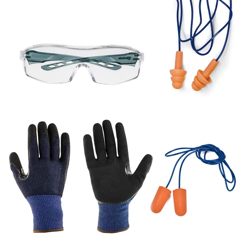 Safety Equipment Bundle – Protective Eyewear, Gloves & Earplugs for Workshop Use (Discontinued)