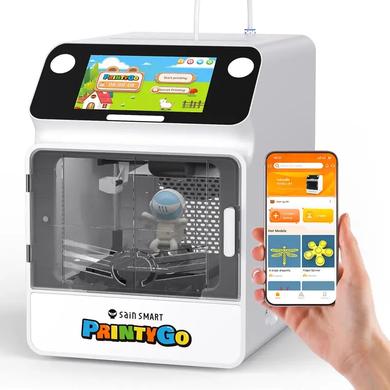 SainSmart PrintyGo Kids’ 3D Printer – Entry-Level STEM Learning Tool with Safety-First Design and Simplified Operation for Young Makers
