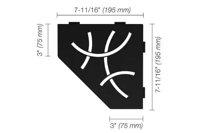 Schluter Corner Shelf E Curve in Matte Black Finish