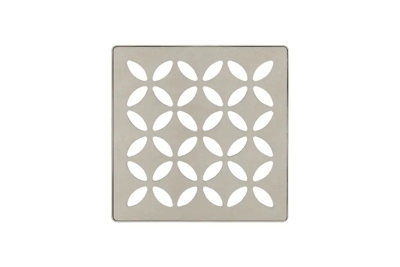 Schluter KERDI-DRAIN Kit – 4″ Square Drain with Griege Floral Grate