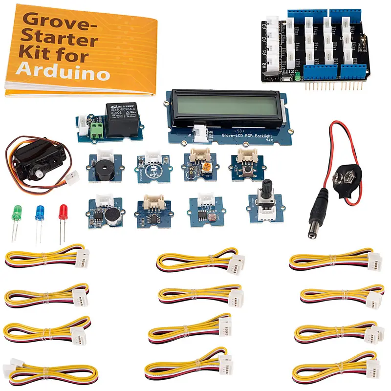Seeed Studio Grove Starter Kit for Arduino — Includes Base Shield and 14 Plug-and-Play Sensors (SKU 110060024)