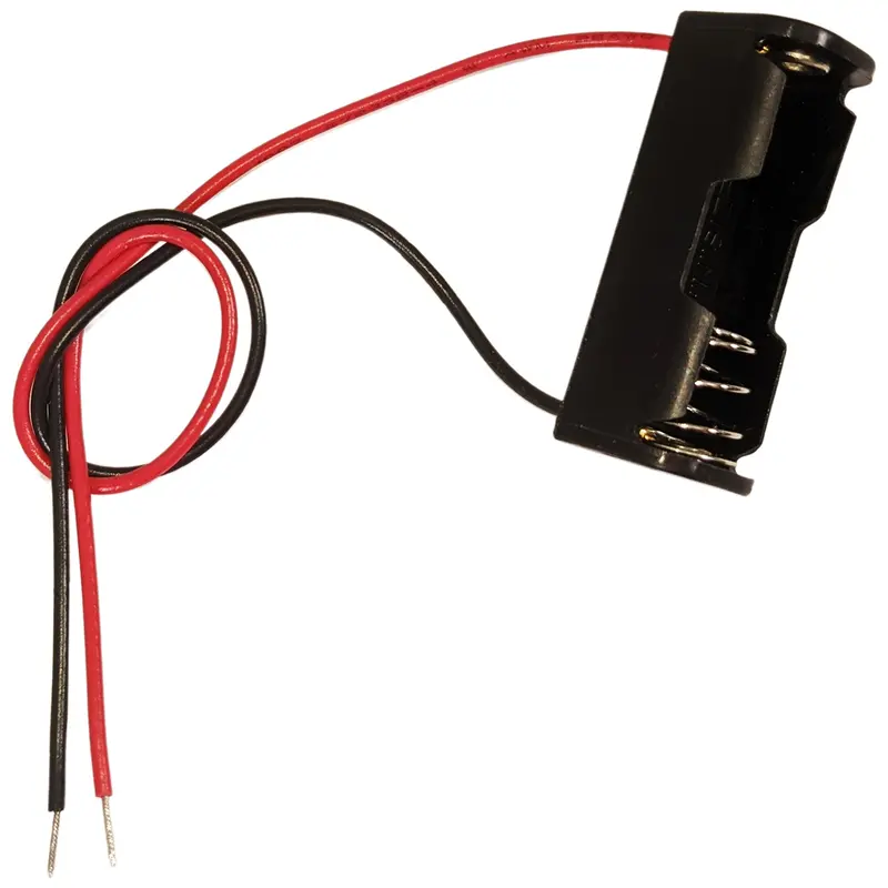 Single N-Cell Battery Holder with Pre-Attached Wire Leads (1.36″ × 0.52″ × 0.48″)