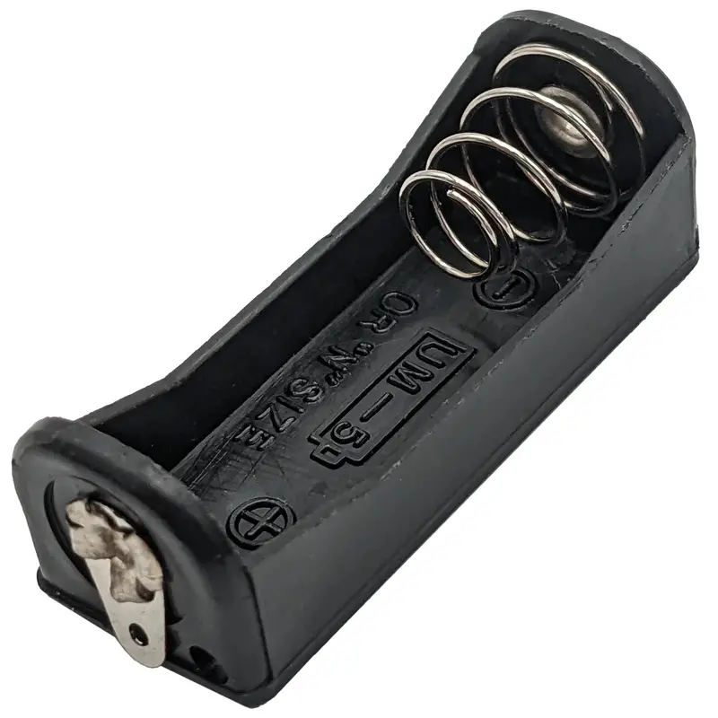 Single N-Cell Battery Holder with Solder Lug Terminals – Compact 1.36″ × 0.52″ × 0.48″ Housing