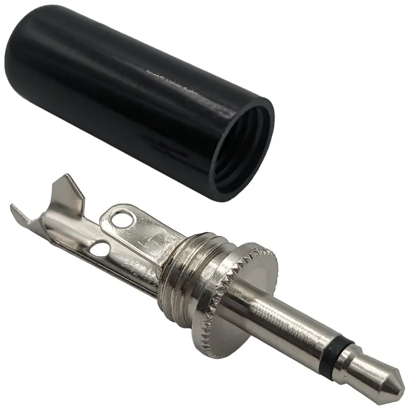 Solderable 3.5 mm Mono Audio Plug – Round Plastic Housing, Reliable Connection