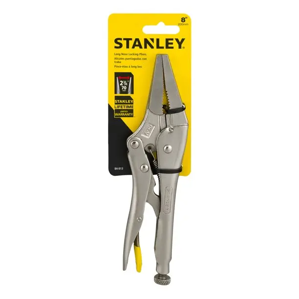 Stanley MaxSteel Long-Nose Locking Pliers – 8.5″, Adjustable with Integrated Wire Cutter