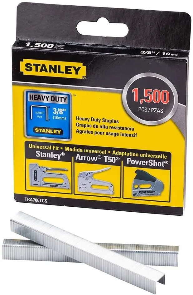 Stanley TRA706TCS Heavy-Duty 3/8″ Staples – 1500-Count Box